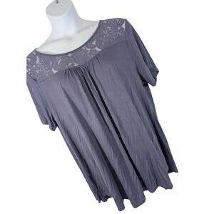 NWT! LETDIOSTO! LAVENDER PURPLE STRETCH LACE & STRETCH TEE SHIRTING TOP! SZ 4X